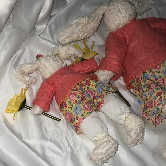 Easter NURSERY BUNNIES Honey Bunnies & Bee Mommy & Baby Rabbit Set Spring Decor - Picture 11 of 12